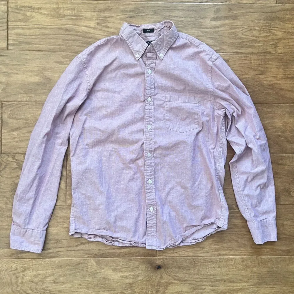 J.Crew Mercantile Shirt Size L Red/White Slim Flex Casual Button Up Long Sleeve